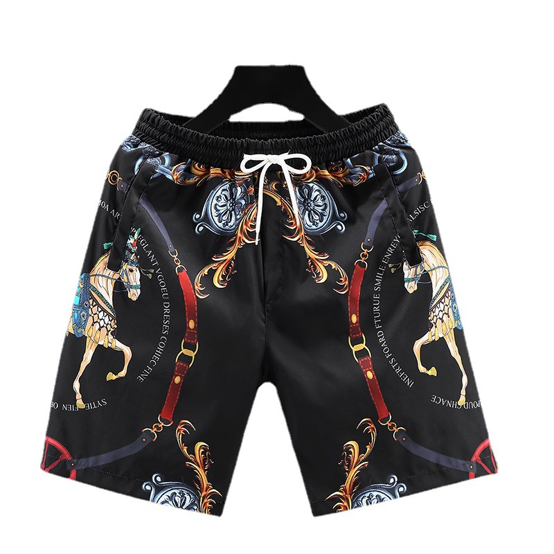 Schnelltrocknende Shorts für Paare für den Sommer, bedruckte Strandmode, dünne Freizeithosen für Männer_voghion.com