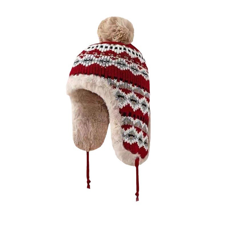 겨울 LEI FENG HAT 여성의 일본 스타일 귀여운 니트 봉제 귀 보호 모자 두꺼운 따뜻한 방한 사이클링 동북 패션 모자