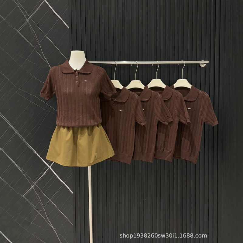Maillard-Style Brown Polo Collar Short-Sleeved Suit + Vest and Shorts Two-Piece Set Casual Work Clothing for Women Maillard-Style Brown Polo Collar Short-Sleeved Suit + Vest and Shorts Two-Piece Set Casual Work Clothing for Women