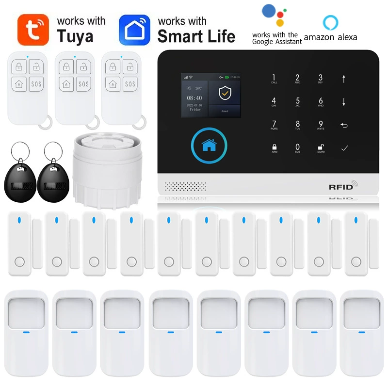 GSM WiFi защита безопасности Alexa Tuya домашняя охрана против кражи датчик движения дверной магнитный сигнализация система безопасности