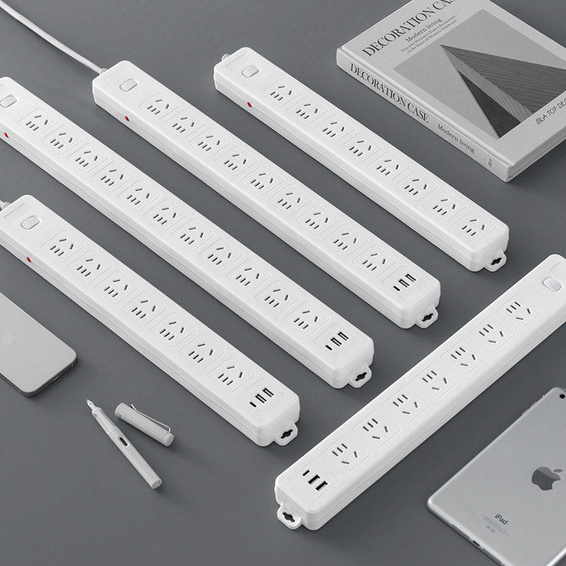 过载保护排插总开关插排长线多孔插位USB接线板插座办公 家用插座