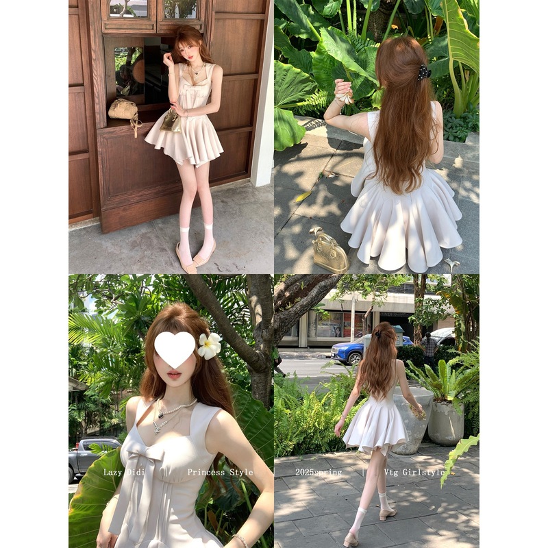 Lazy Didi Rose Life 4m スカート プリンセスドレス リボン ゴールデン ノースリーブ ウエストドレス|undefined