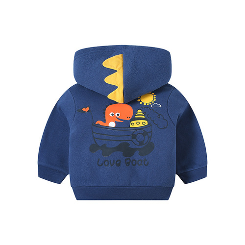 Children's new winter coat, fleece hoodie, unisex, cap sleeve knit sweater, front and back print, one piece drop shipping