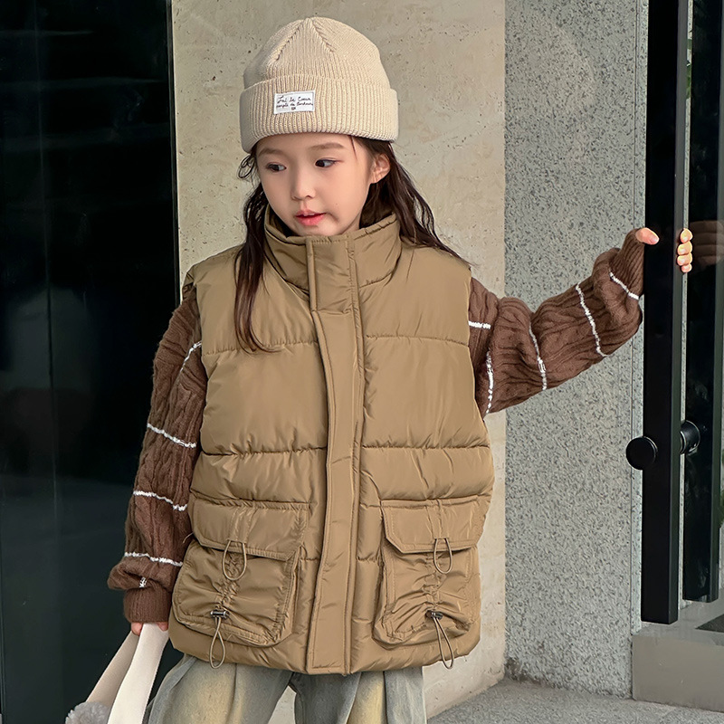 2024 invierno nuevo bebé infantil universal niñas y niños chaleco de calzado para niñas herramientas de calentamiento de algodón grueso abrazadera de caballo de moda