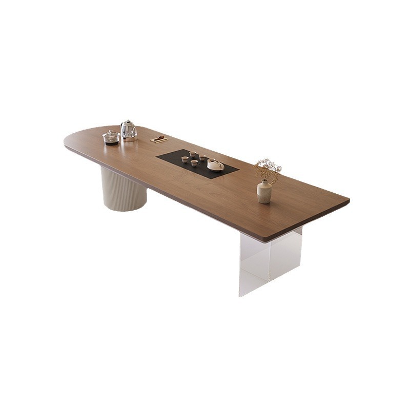 [부티크 싱글 테이블] 200*80*75*5cm "상감 블랙 골드 스톤 티 트레이 유도 밥솥"