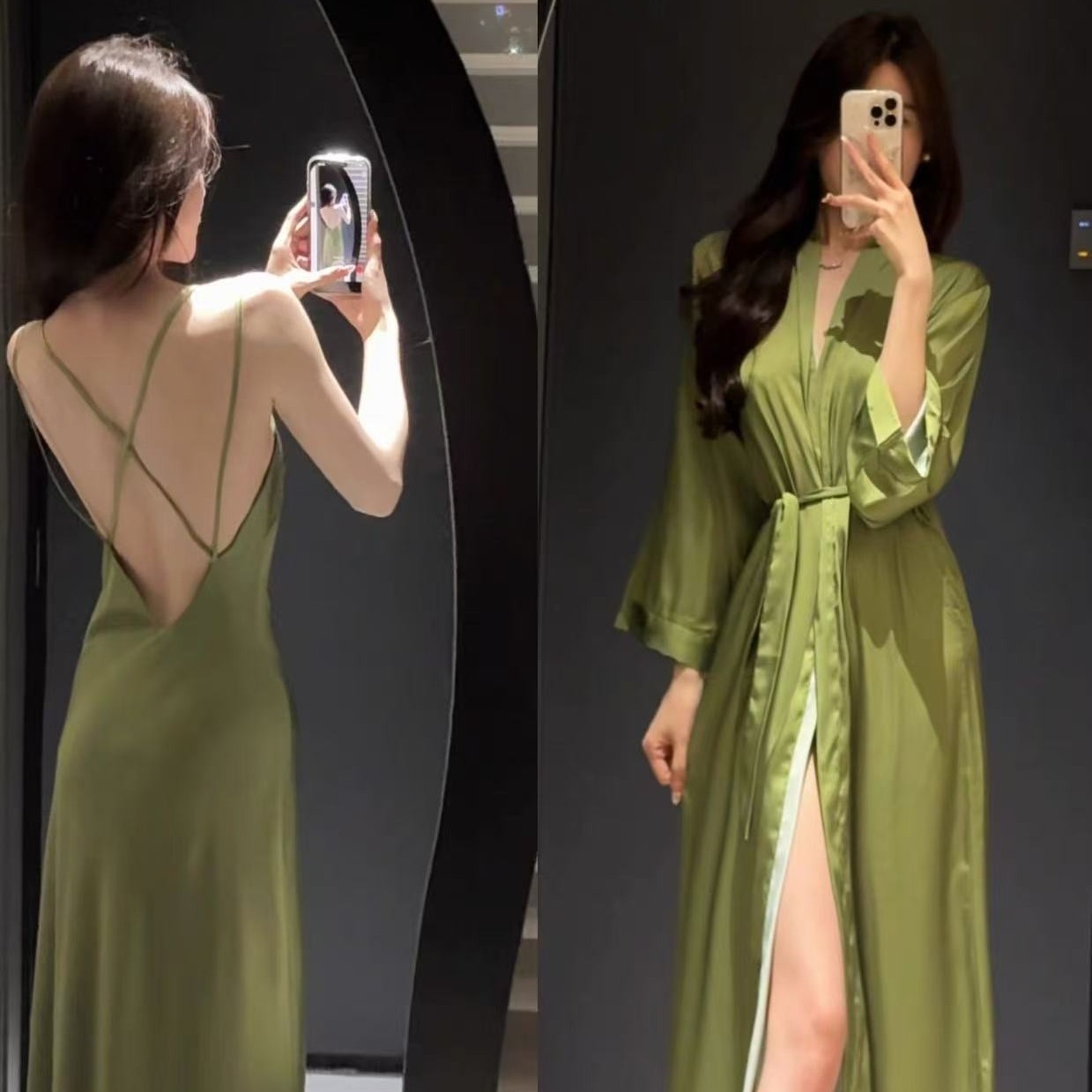 French-Style Sexy Women's Summer 2025 New Ice Silk High-End Beautiful Back Long Camisole with Chest Pad Nightdress Pure Desire