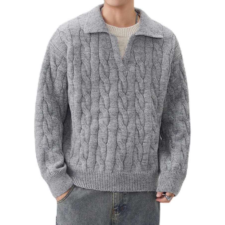 Explosiones transfronterizas de tamaño grande falso de dos piezas de polo camisa de punto de torsión suéter hombre viejo dinero fábrica de moda al por mayor