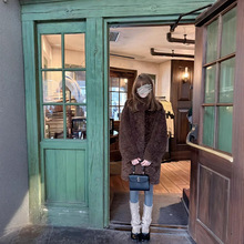 衫韵咖色蘑糯糯同款桐乡崇福仿羊羔毛环保毛毛宽松显瘦外套韩系