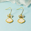 Earrings with bow, set, zirconium, Korean style, internet celebrity