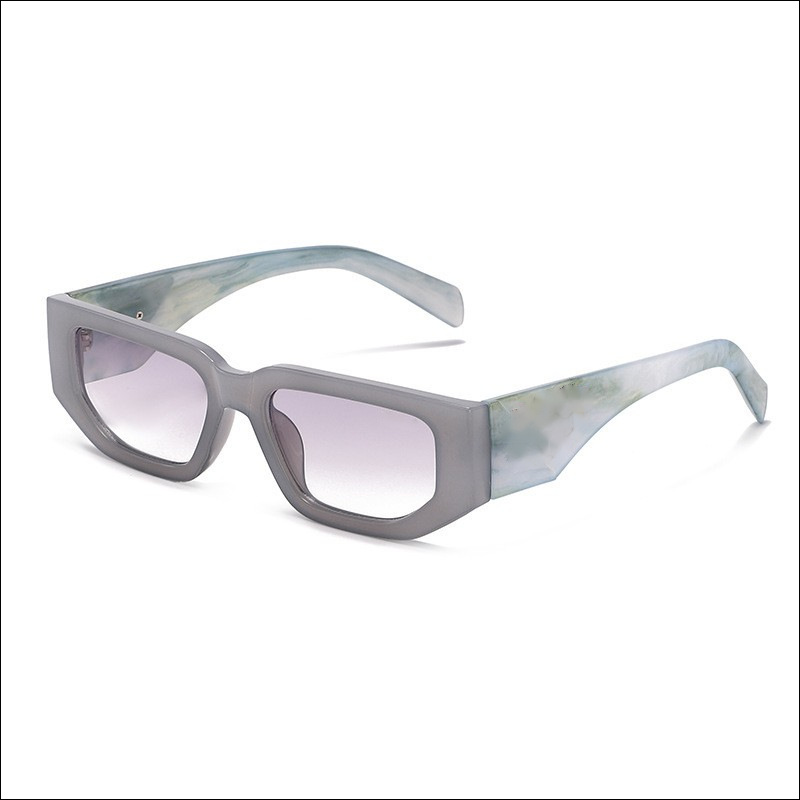 Unbranded Rectangle Acetate Sunglasses Translucent Grey Marble Light Purple