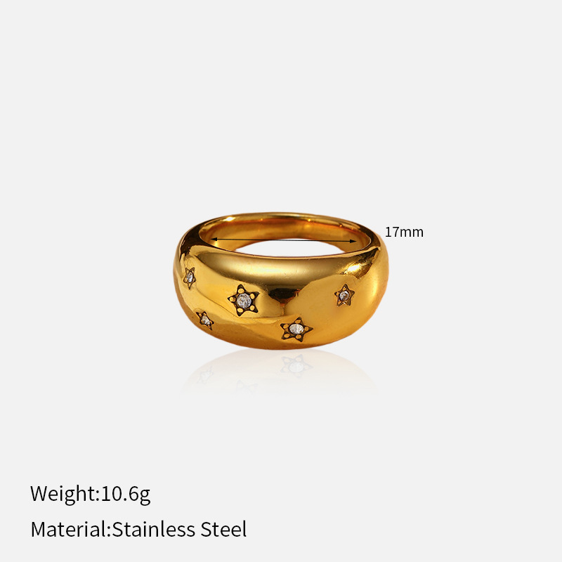 Europa y los Estados Unidos en la abertura de corte de viento anillo de diamante de acero de titanio chapado en PVD 18k oro real no se desvanece anillo de lujo ligero i