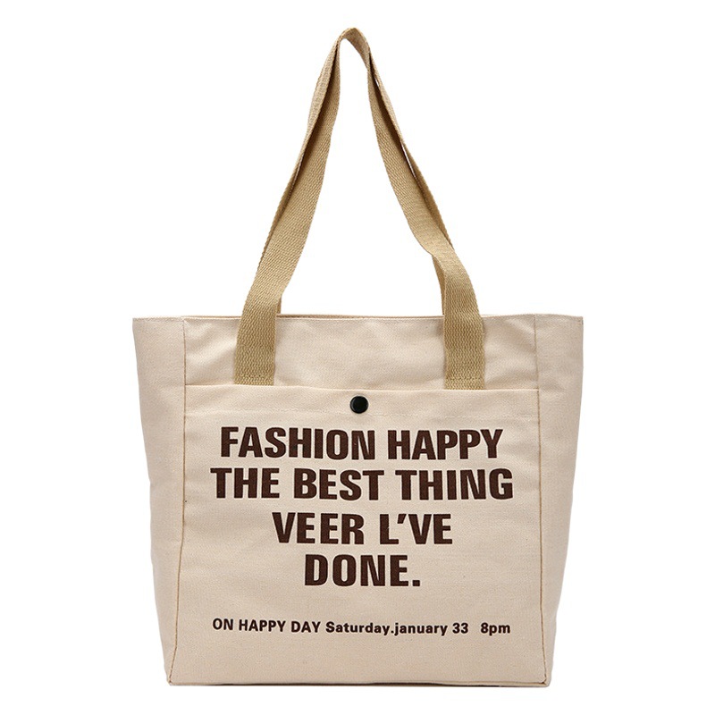 Large Capacity canvas bag for women autumn and winter New style artistic style girls' shoulder bag fashionable all-match letter tote bag