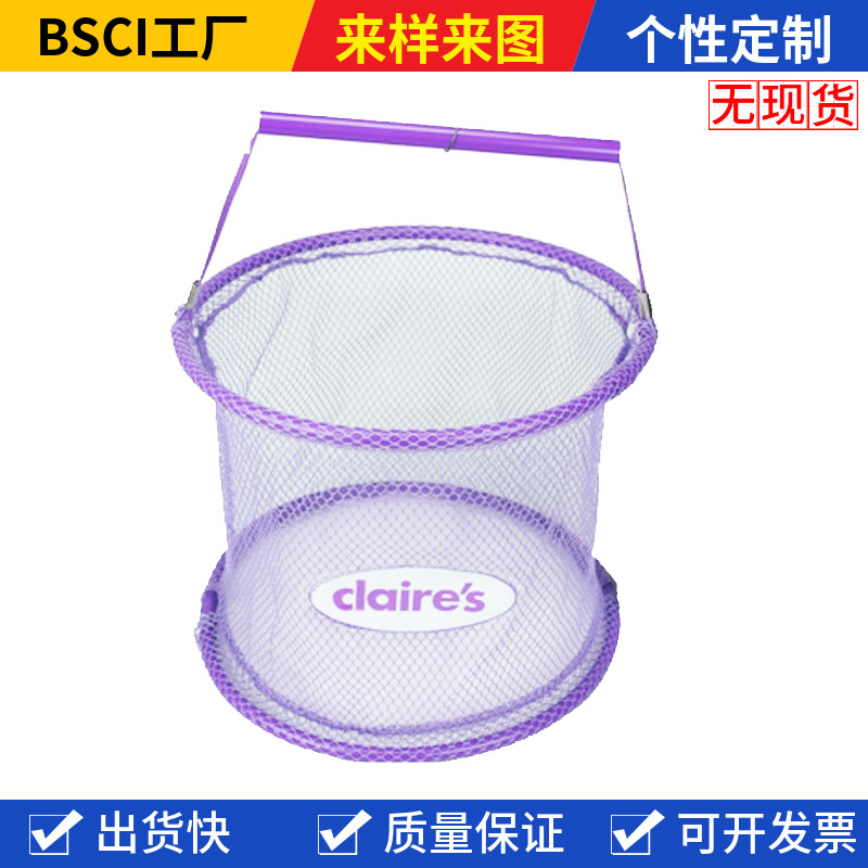 龙岗BSCI合格手袋厂生产新款购物网篮 手提式可收缩网袋 圆桶网篮