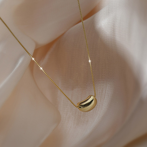 Pearl of Longing Necklace for Women, Lucky Bean Bean Lockchain, Simple and Personal, Versatile, Forest System, Internet Celebrity, Cold and Calm Style, Trendy Little Pea