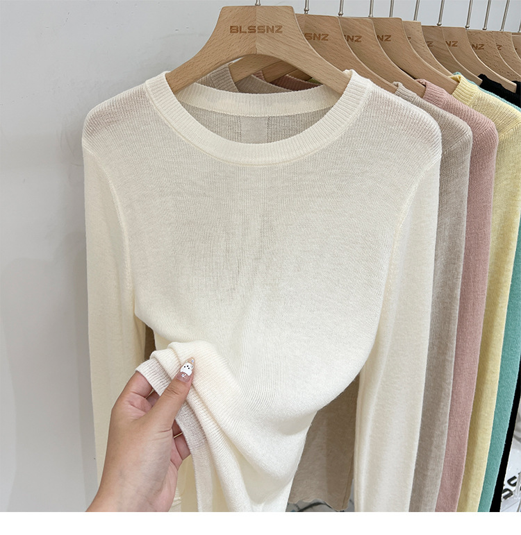 315g Weight Long Sleeve Sleeve Length Pullovers Placket Type Spandex, Polyester Fabric Type Short Top Length Knitwear Tops Type Daily Occasion Round Neck Neckline Slim Fit Type Solid Color Pattern Spring, Autumn Season Women's Gender Casual, Simple Style Style Wholesale Women's Casual Simple Style Solid Color Long Sleeve Sweaters & Cardigans 无