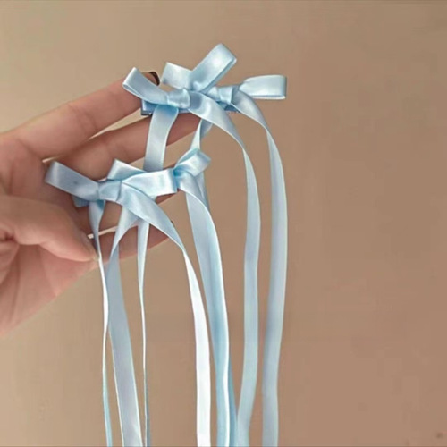 Butterfly knot braided hair ribbon hair tie double ponytail streamer hair accessory sweet hair clip women hair tie hair pin duckbill clip