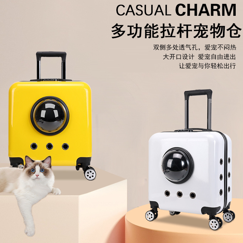 Pet Trolley Bag, Cat and Dog Space Capsule Bag, Cat Portable Travel Carrier, Cat Luggage, Pet Travel Carrier
