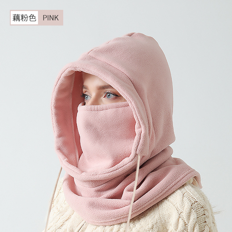 秋冬季保暖帽子女户外骑行围巾围脖护脸颈一体摇粒绒防寒滑雪头套|undefined