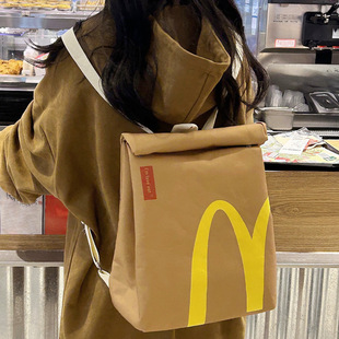 Hamburger Paper Bag Backpack Fashion New Large Capacity Campus Canvas Backpack Female College Student School Bag