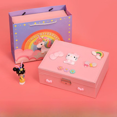 HELLOKITTY首飾盒凱蒂貓公主項鍊可愛戒指小女孩髮夾套裝收納PU盒