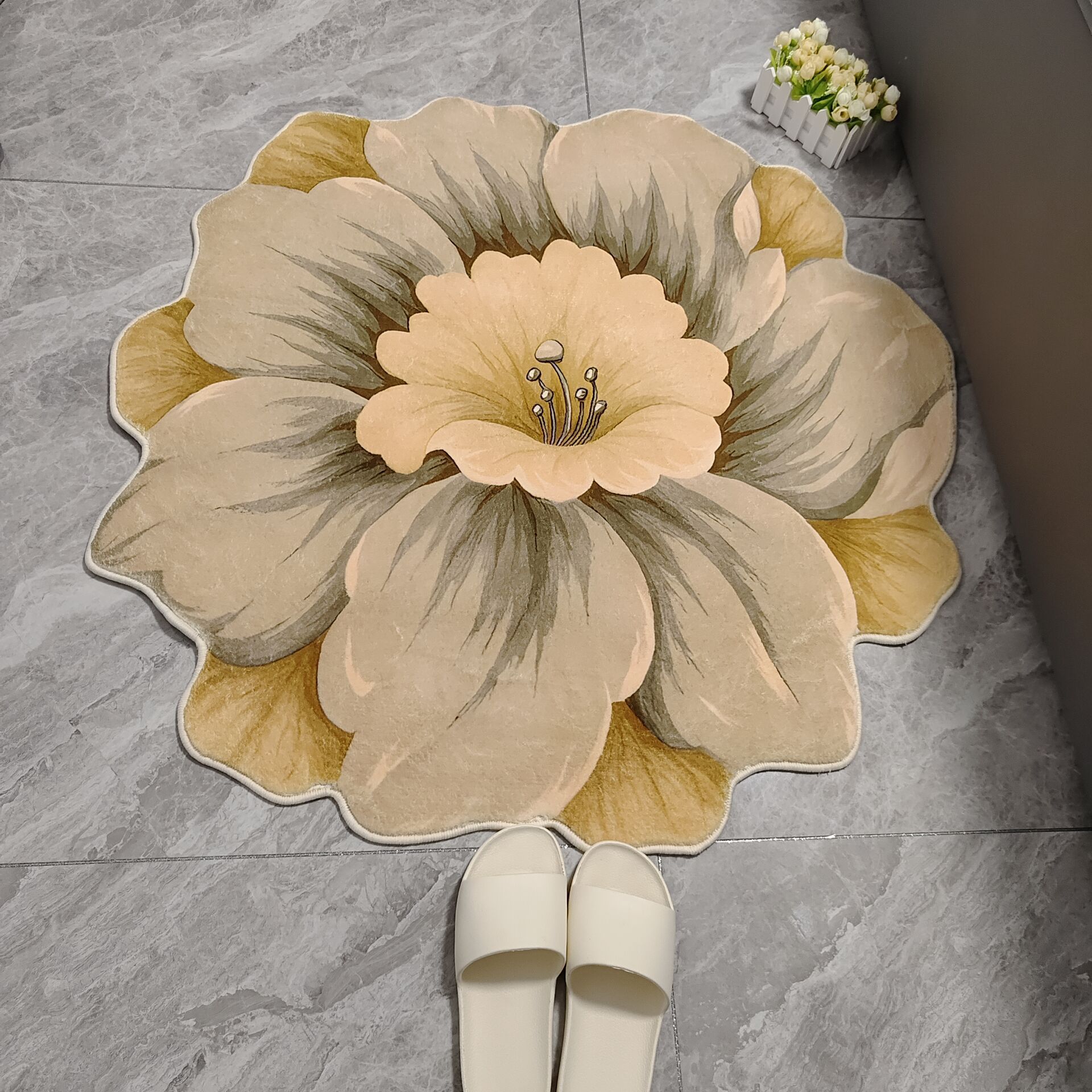 個性花朵創意仿羊絨地毯家用臥室梳妝檯床邊地墊茶几沙發書房毯子