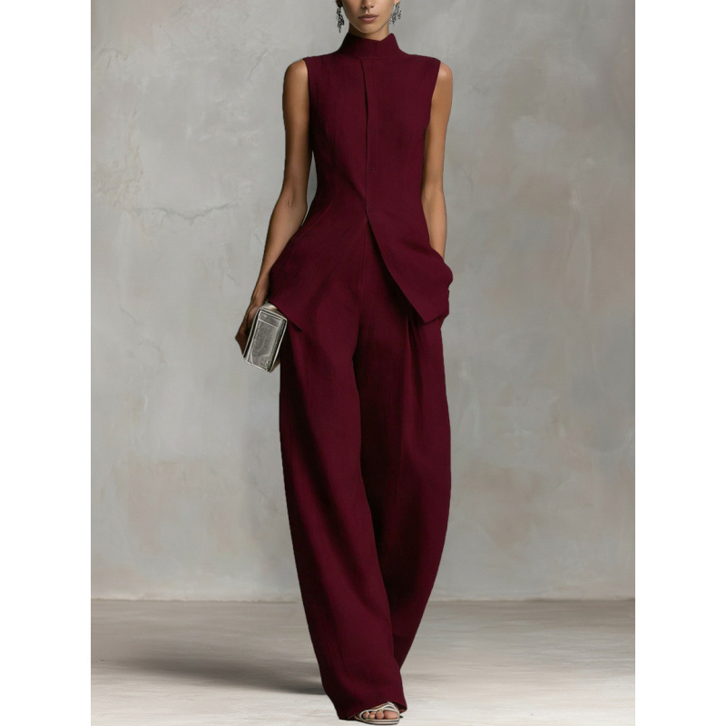 Women's Sleeveless Top And Trousers Set - Elegant Summer Outfit For Casual Wear_ecoleips.com