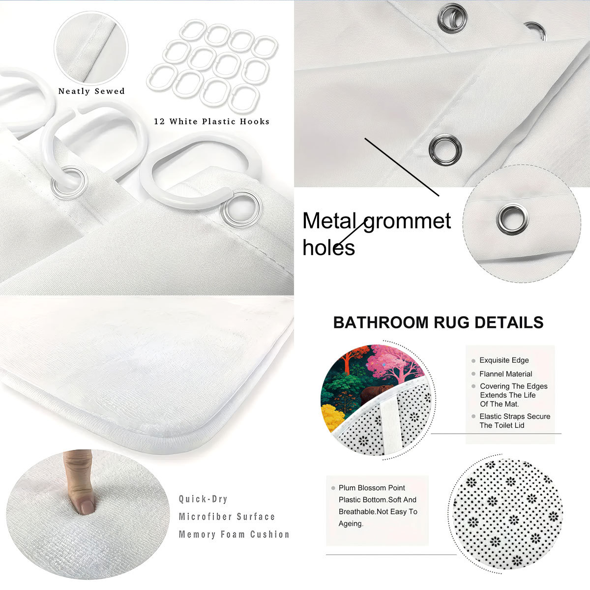 Shein una cortina de baño impermeable gruesa cortina de partición de baño de poliéster sin perforación conjunto de cuatro piezas jit