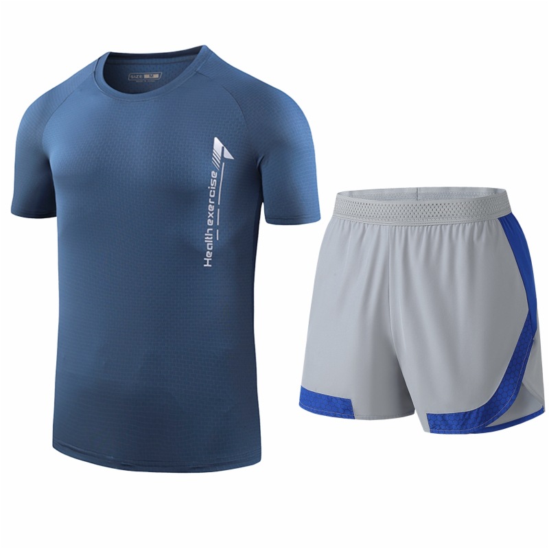 Traje deportivo de seda de hielo para hombres secado rápido transpirable verano delgado para correr manga corta para hombres suelta moda de tamaño grande