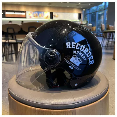 Motosiklet kaskı (dəbilqə) — Suitable for electric car helmet certification - transparent-long-mirror-black-helmetcamera-model