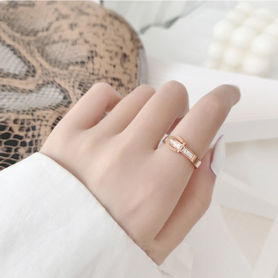 新款钛钢皮带扣戒指女时尚个性玫瑰金气质网红冷淡风食尾戒情侣