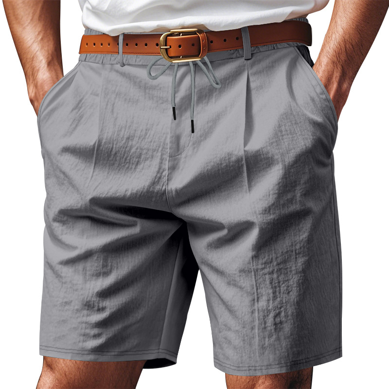 Estación independiente transfronteriza americana relajada casual hombre lino transpirable de verano arena transpirable secado rápido pantalones cortos transpirables para hombre