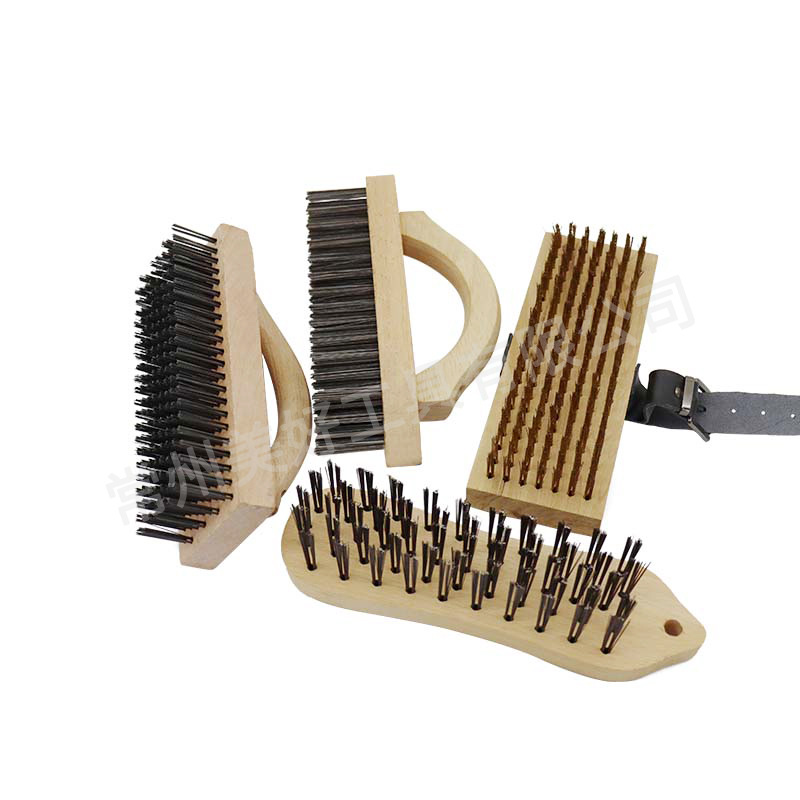 厂家直销带柄木柄钢丝刷、钢丝刷、除锈刷、发黑钢丝