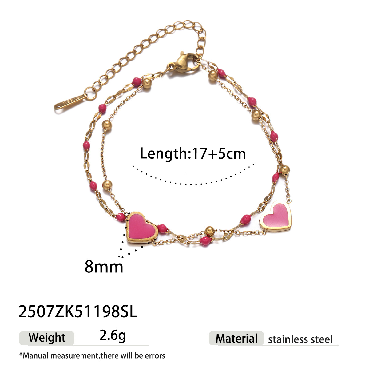 Tina Europa y los Estados Unidos no se desvanecen en la sensación de diseño pulsera de acero inoxidable lujoso nicho amor rosa joyas de pulsera de acero de titanio