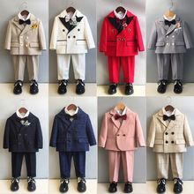 男童西装套装男宝宝周岁加厚礼服英伦小花童婚礼儿童小西服秋冬季