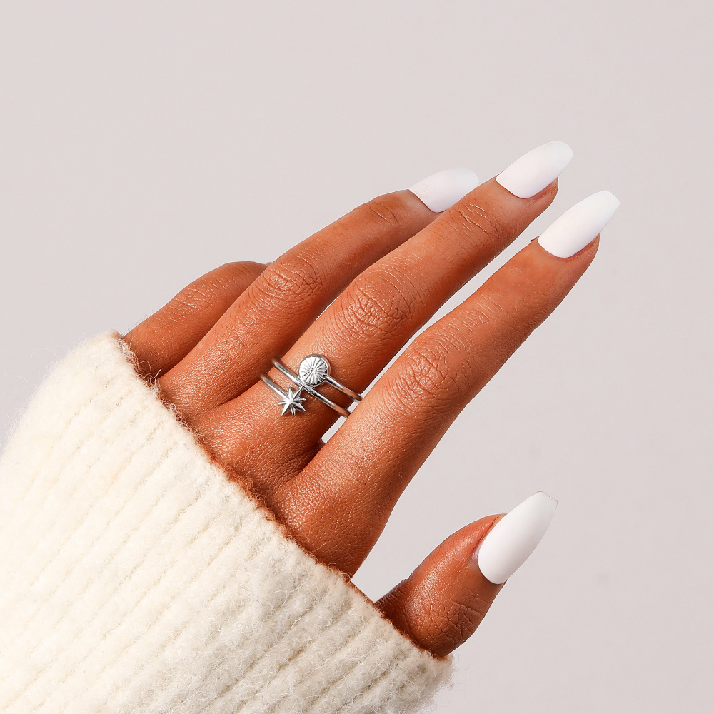 6g Weight Open Ring Classification Adjustable Ring Size 1 Piece Quantity Daily Occasion Stainless Steel Material Star, Heart Shape Pattern Women'S Gender Plating Design Simple Style Style Simple Style Star Heart Shape Stainless Steel Plating Open Ring 1 Piece 5