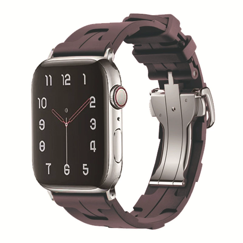 Подходит для Apple Watch 9 / Apple Watch Hermes силиконовый ремешок с складной бабочкой Caps Ultra SE