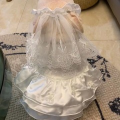法斗雪納瑞フランス式のウェディングドレスのお姫様のスカートの夏の蝶結びのかわいいペットの犬のテディのウェディングドレス