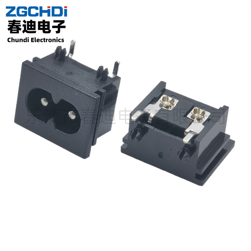 供应八字型AC电源插座 带定位柱八字尾座 带定位柱插座 AC-018