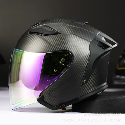 AR Motorcycle Helmet Ultra Light — Motosiklet kaskı (dəbilqə) - 3k-matte-black-transparent-day-and-night-dazzling-purple-lenses-m