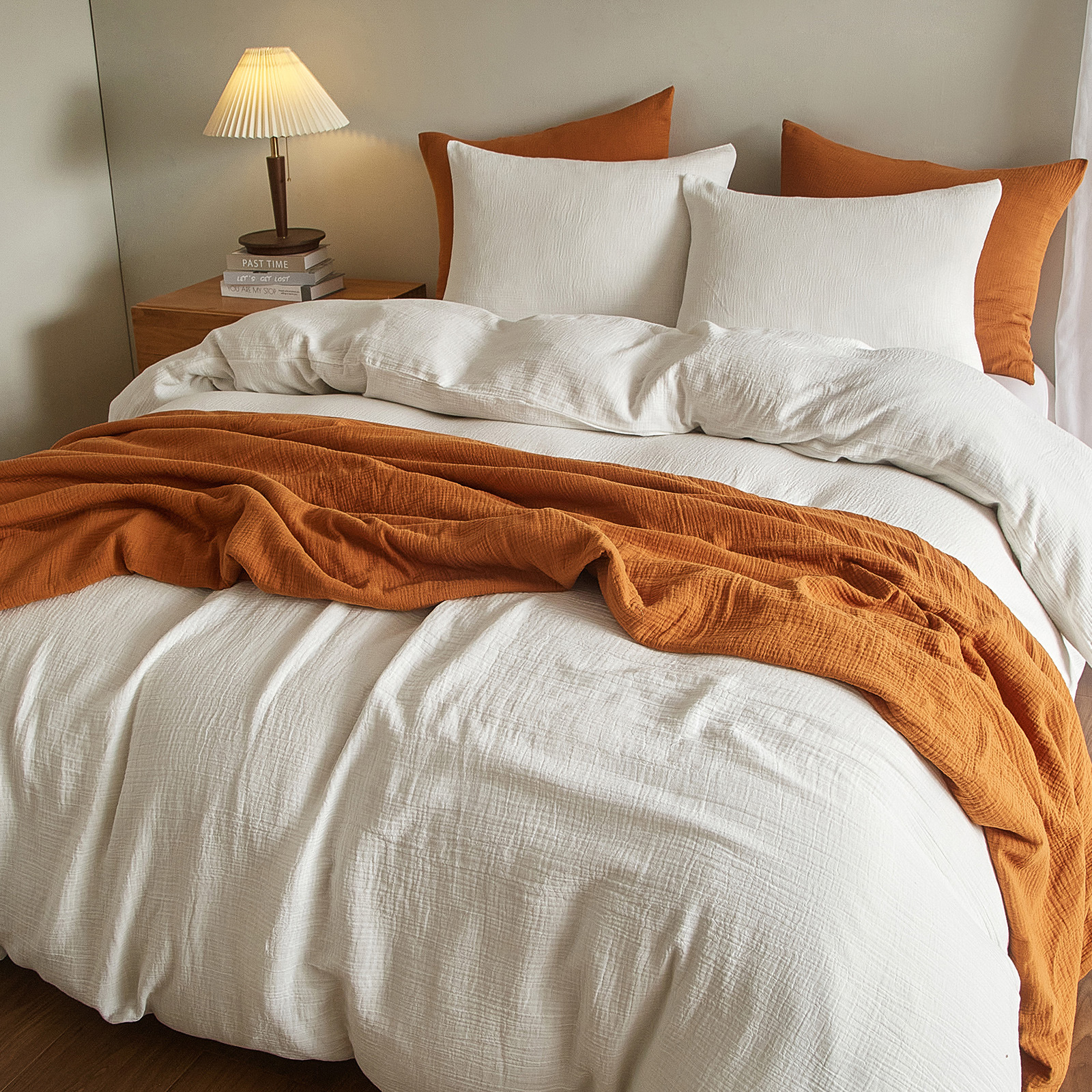 Foreign Trade Export Pure Cotton Double-Layer Gauze Duvet Cover 3-Piece Set with Pillowcase Amazon Muslin Duvet Cover