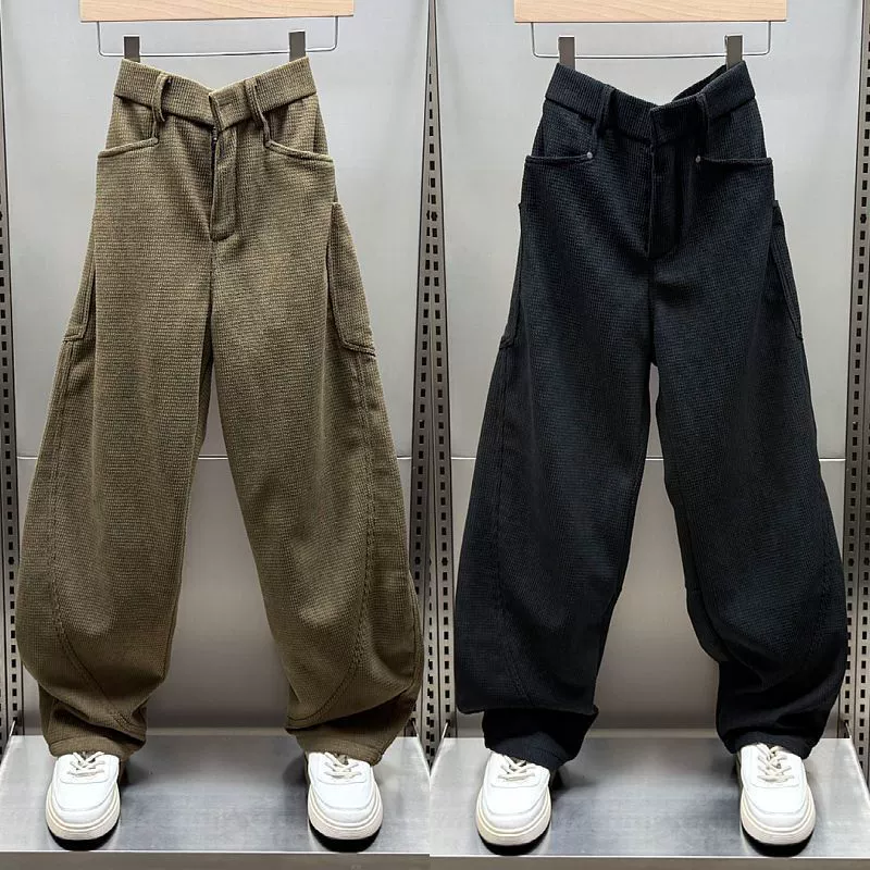 Осенние и зимние красивые красивые повседневные брюки мужские приличные штаны мачете свободные прямые брюки повседневные вельветовые спортивные брюки