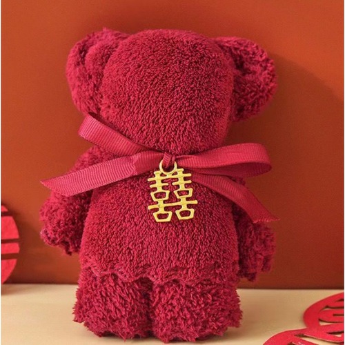 Bear towel square souvenir red wedding birthday birthday full moon return gift holiday event gift