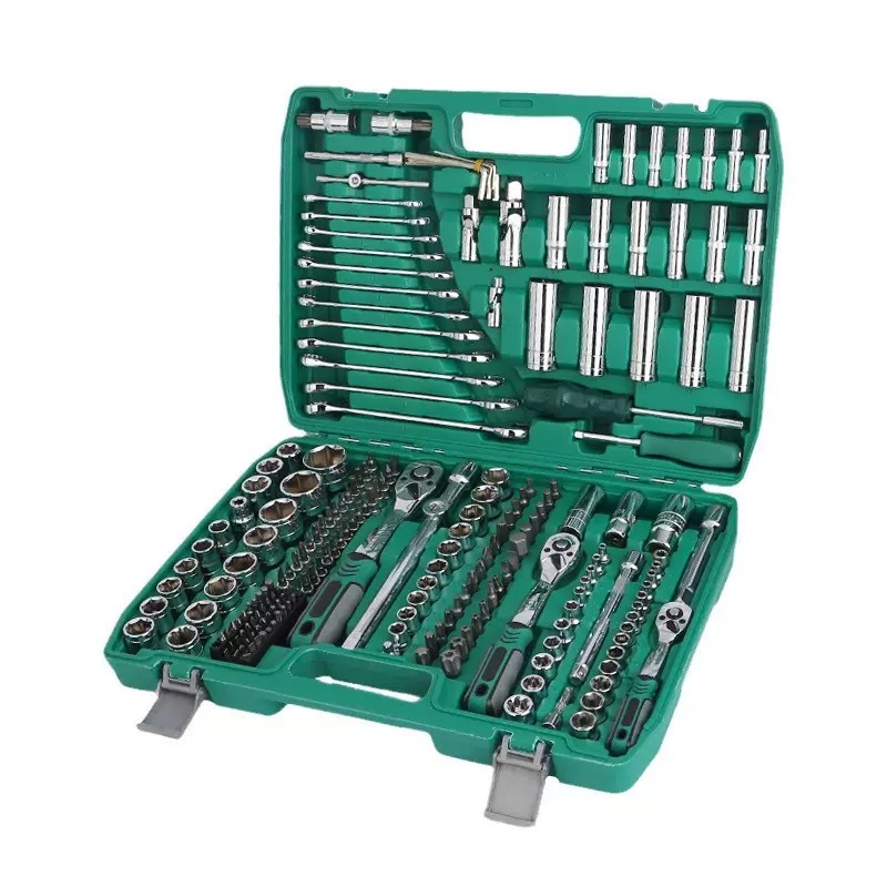 Juego de llaves de vaso galvanizadas de 216 piezas, juego de herramientas para reparación de automóviles, juego de llaves de trinquete de cinco piezas