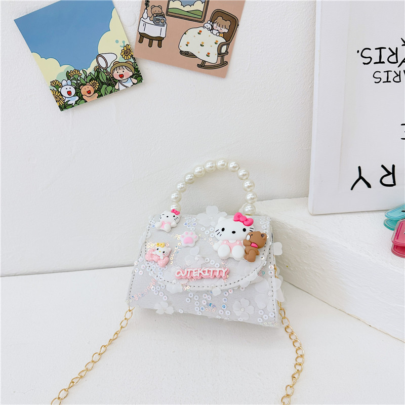 Bolsos infantiles, bolsos de moda princesa de perlas, bolsos de cambio de chicas lindas, bolsos de hombro de chicas