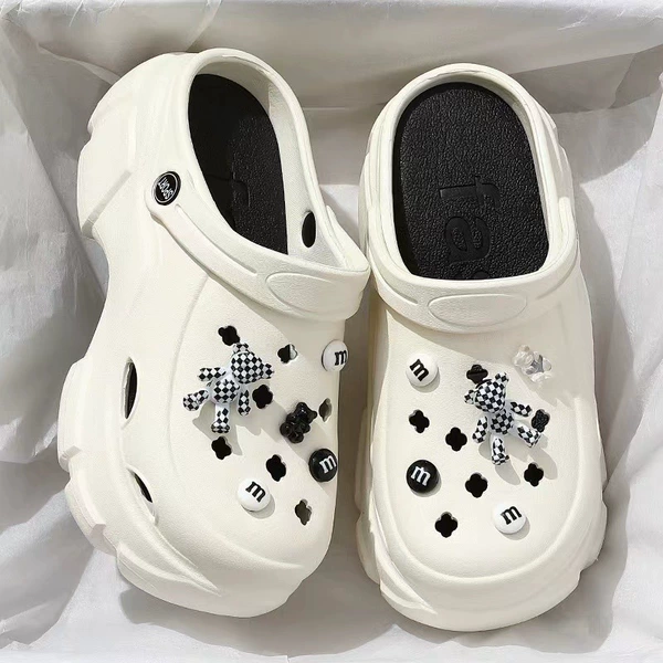 Low heel 3CM plaid bear white