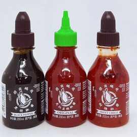 泰国飞鹅商标是拉差辣椒酱泰式甜辣酱黑胡椒酱200ml挤压瓶调味品