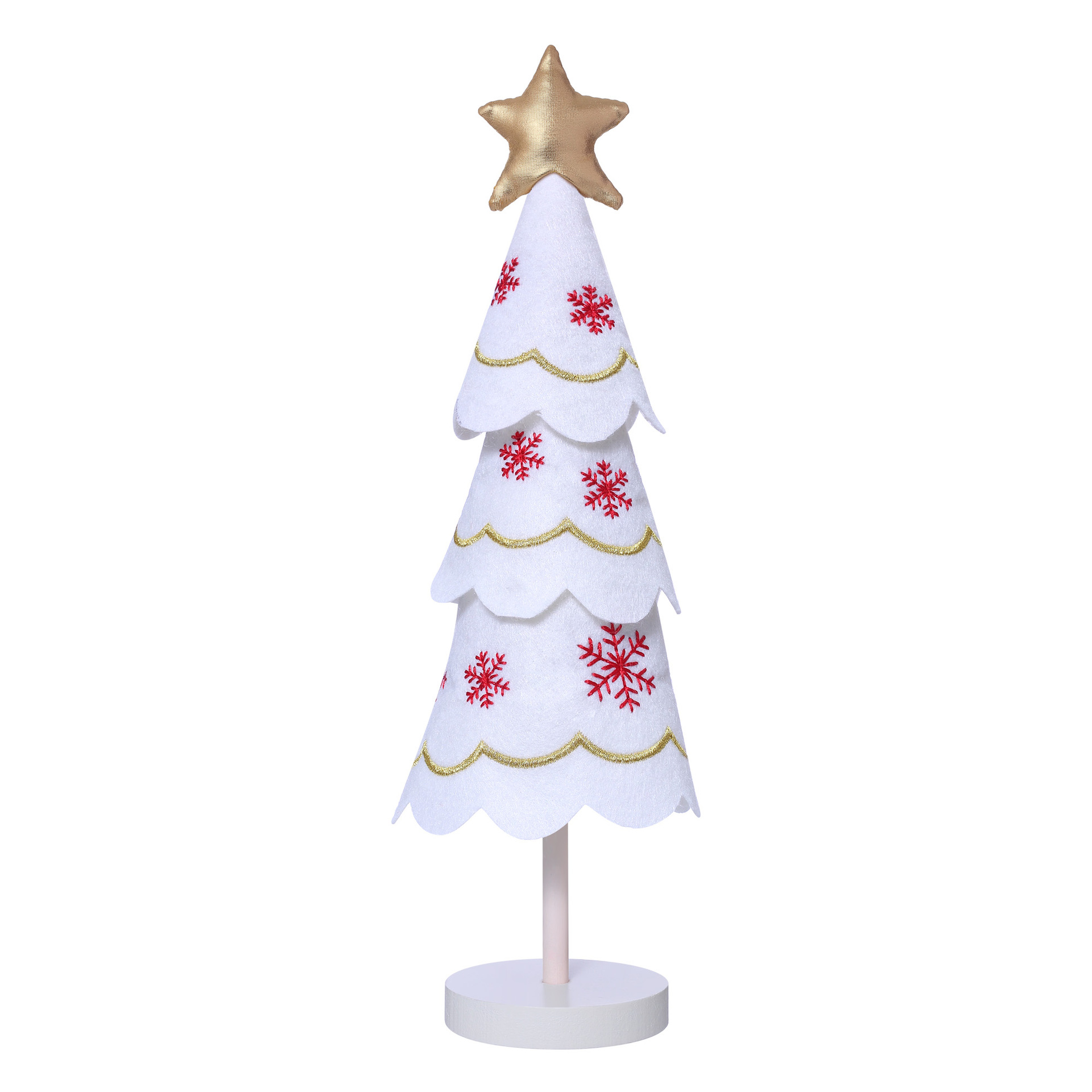 Nuevo encantador árbol de Navidad transfronterizo tela de madera decoración de ventanas escritorio Navidad bordado decoración de copo de nieve al por mayor