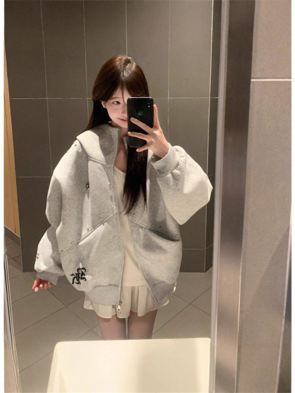 美式铆钉小恶魔卫衣连帽男女秋季情侣杜宾犬宽松外套|undefined