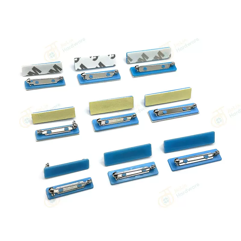 蓝色塑料别针塑胶底座3M海绵背胶安全胸针证件卡套胸牌塑胶别针