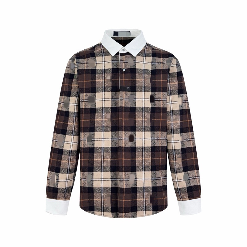 High-Quality Jacquard Color-Blocked Plaid Fashion Casual Flannel Long-Sleeve Shirt Unisex Cotton